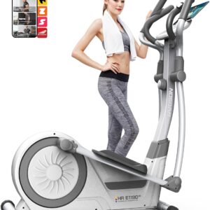 HARISON Elliptical Machine for Home 350 LBS Capacity, Magnetic Elliptical Exercise Machine with 16-Level Resistance Control, Elliptical Trainer with HARISON Bluetooth (White)