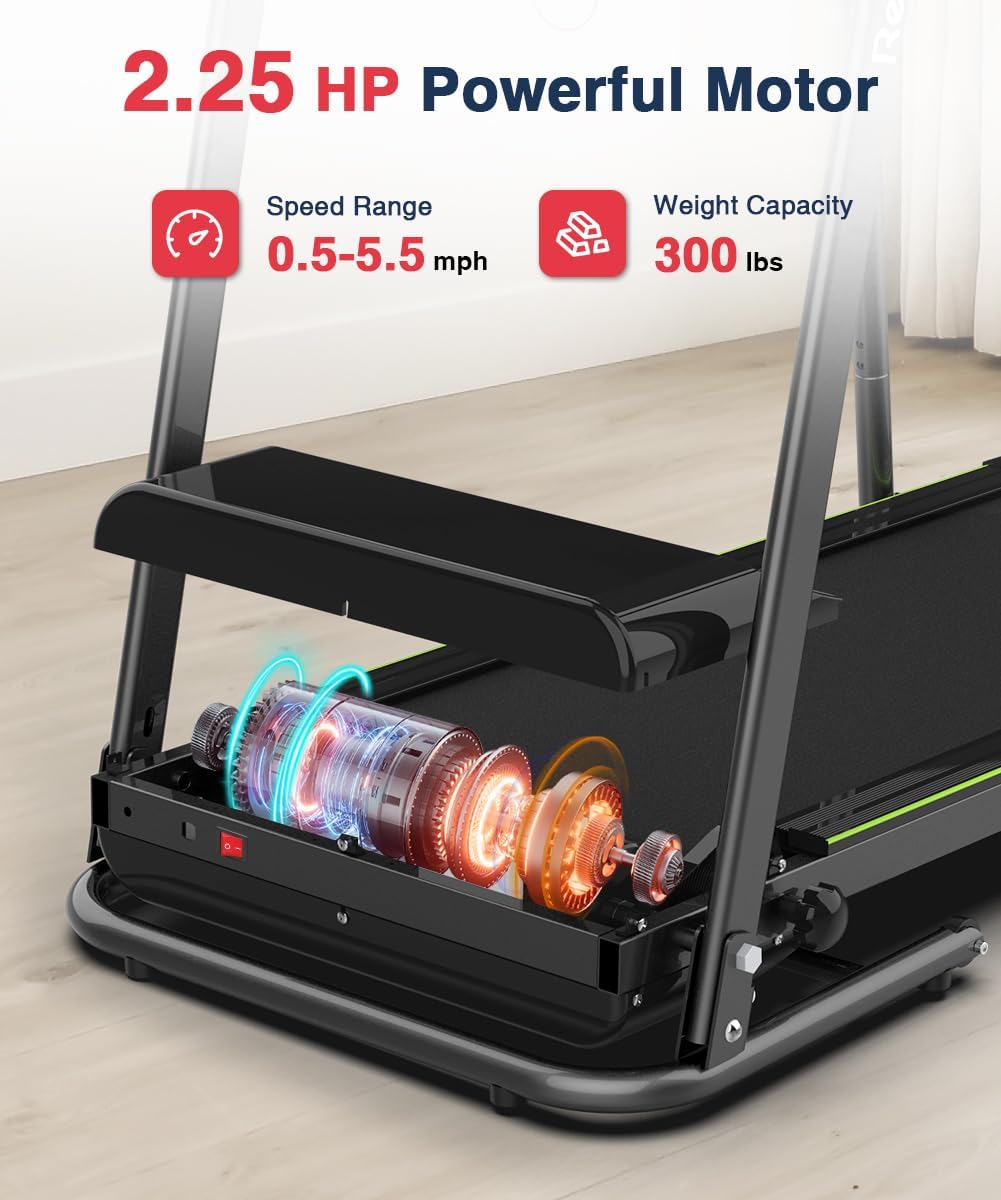 Redliro Walking Treadmill for Senior with Long Handrail, 300 lbs Capacity, Recovery Fitness Exercise Machine Foldable Treadmills for Home with Holder LCD Display, Holder for Phone & Cup - Image 7