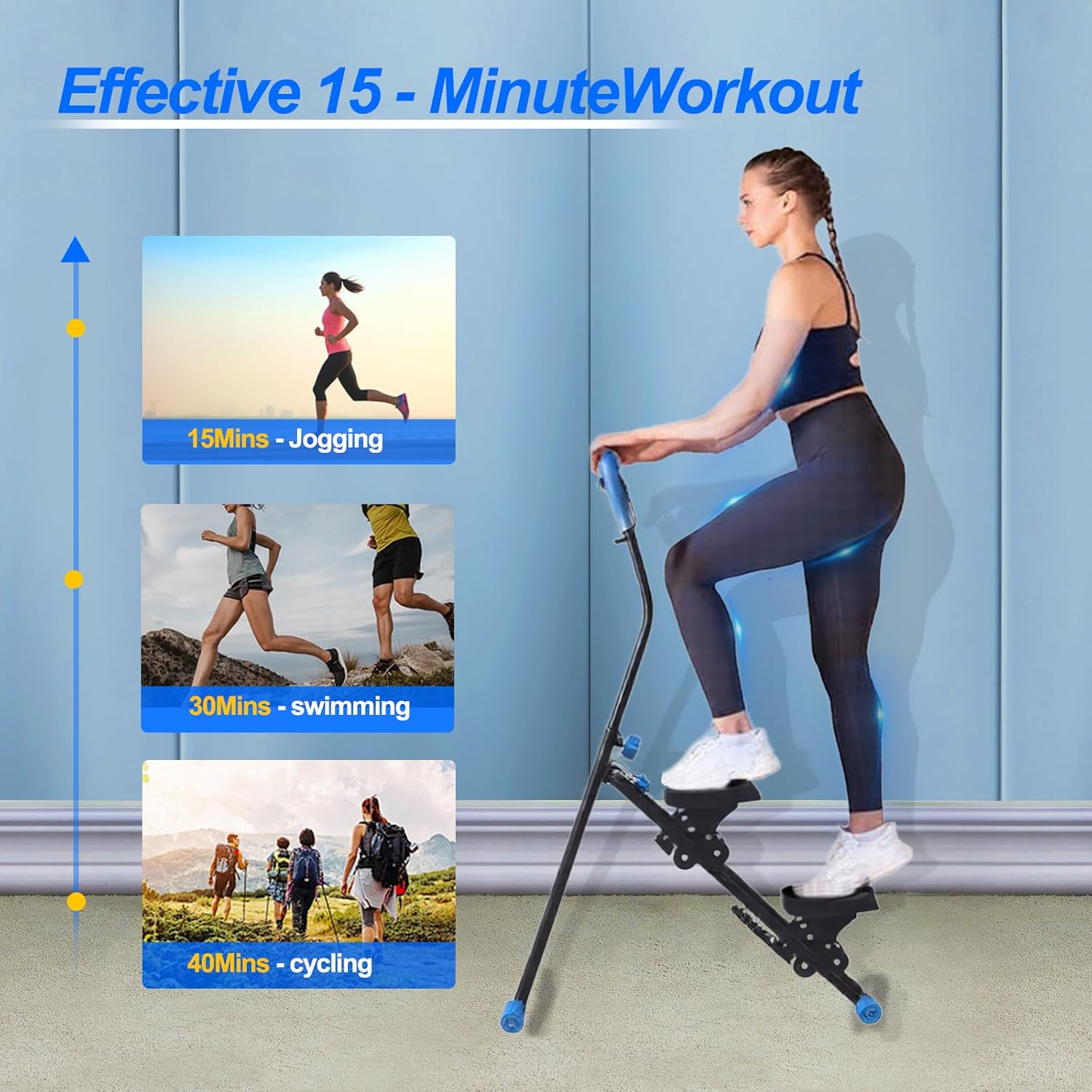 Stair Stepper for Home Gym, Vertical Climber Workout Machine for Full-Body Workout, Folding Cardio Exercise Climber with Adjustable Handles-Black - Image 3