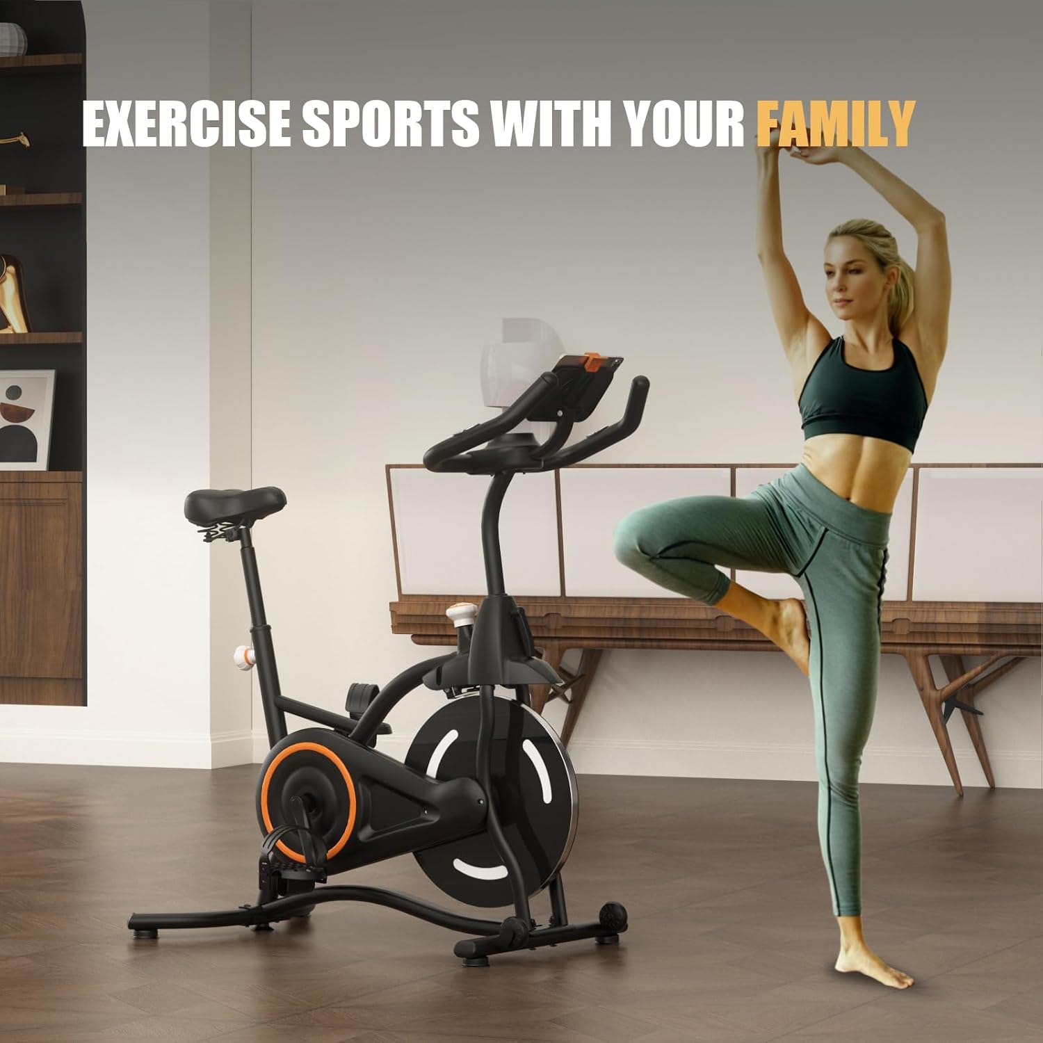 Exercise Bike Stationary Bikes for Home, Adjustable Resistance & Comfortable Seat Workout Bike, Quiet Indoor Cycling Bike with Digital Monitor, Phone Holder - Image 7