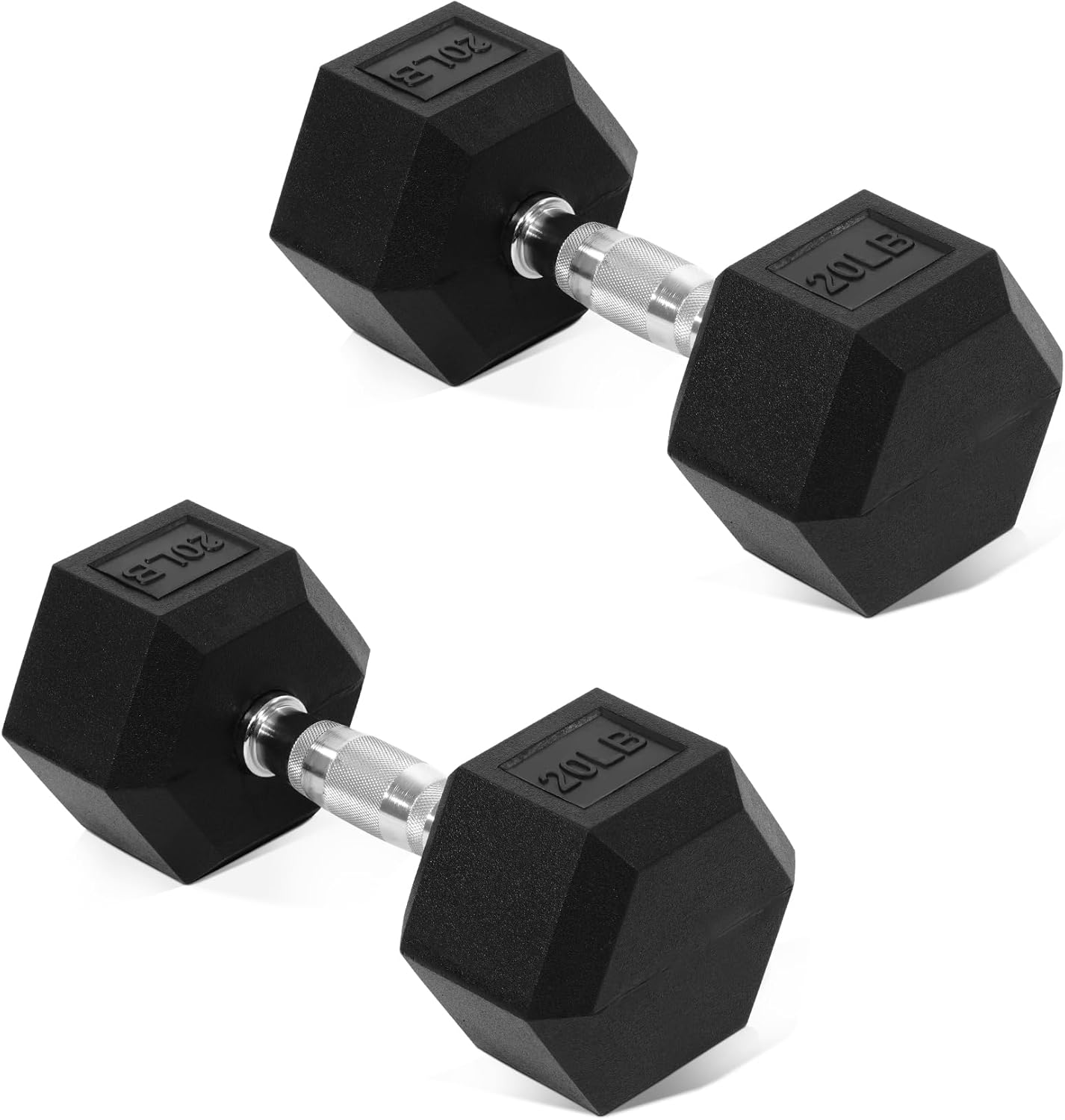 Hex Dumbbells Rubber Coated Hand Weights Pairs for Exercises and Fitness, 20 LB Pair