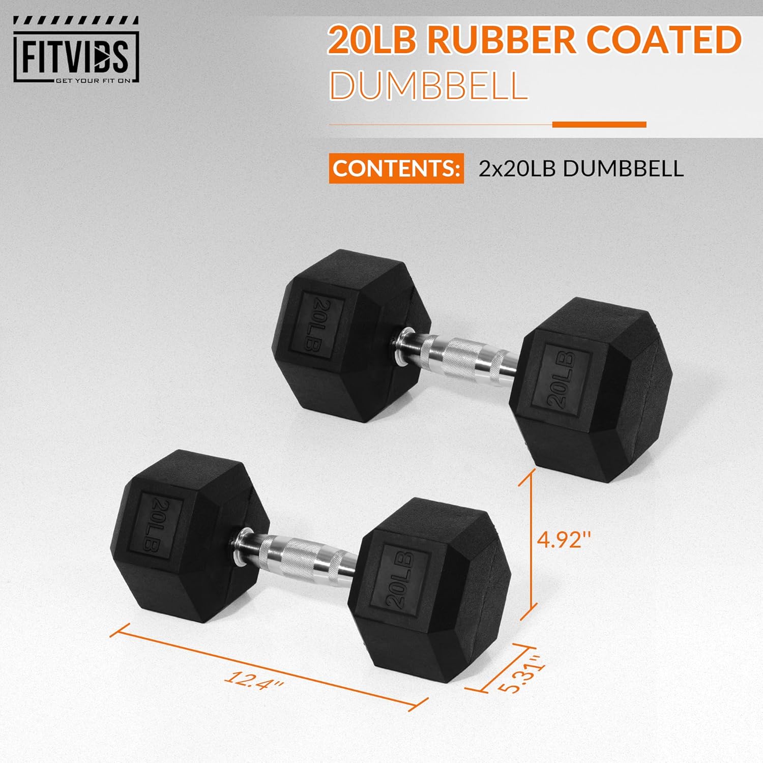 Hex Dumbbells Rubber Coated Hand Weights Pairs for Exercises and Fitness, 20 LB Pair - Image 2