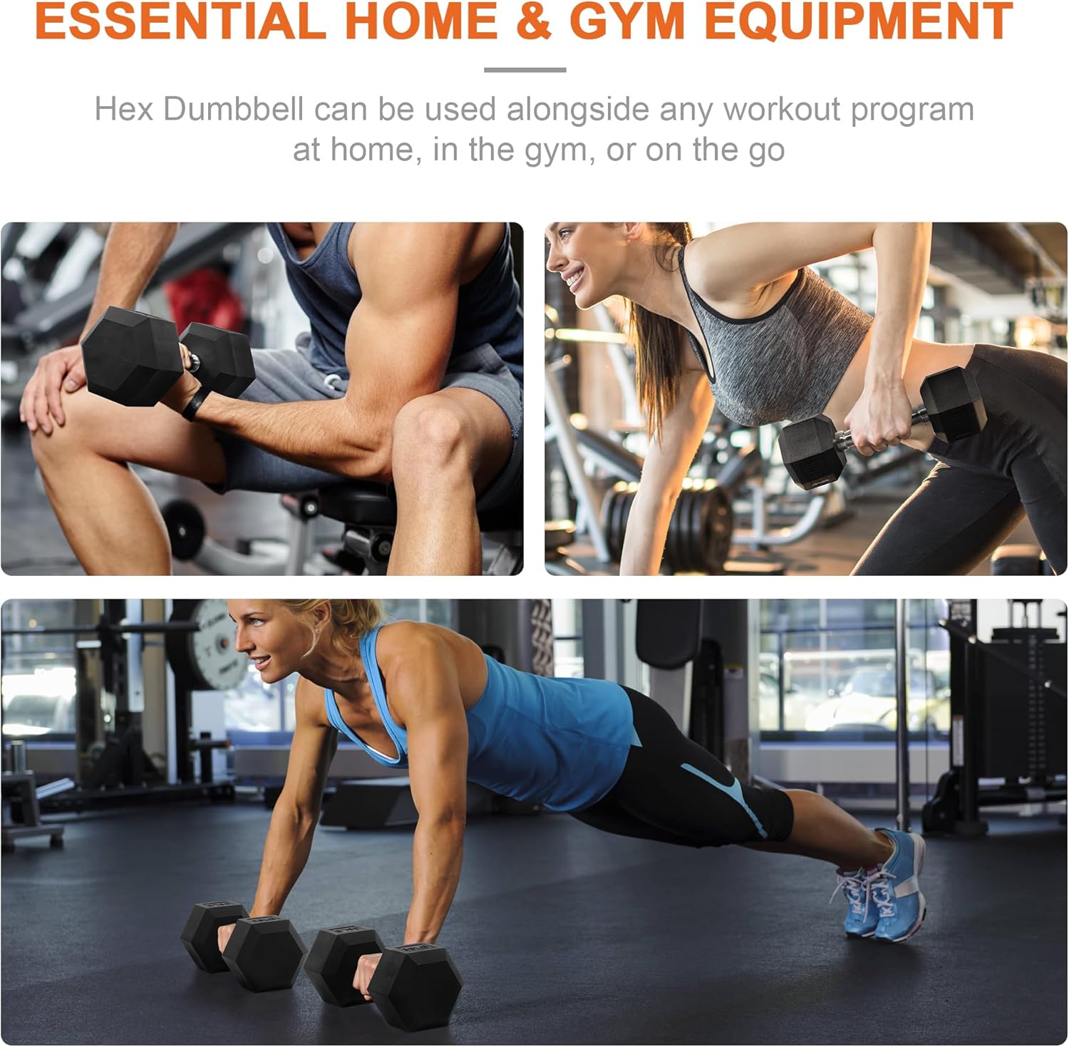 Hex Dumbbells Rubber Coated Hand Weights Pairs for Exercises and Fitness, 20 LB Pair - Image 5