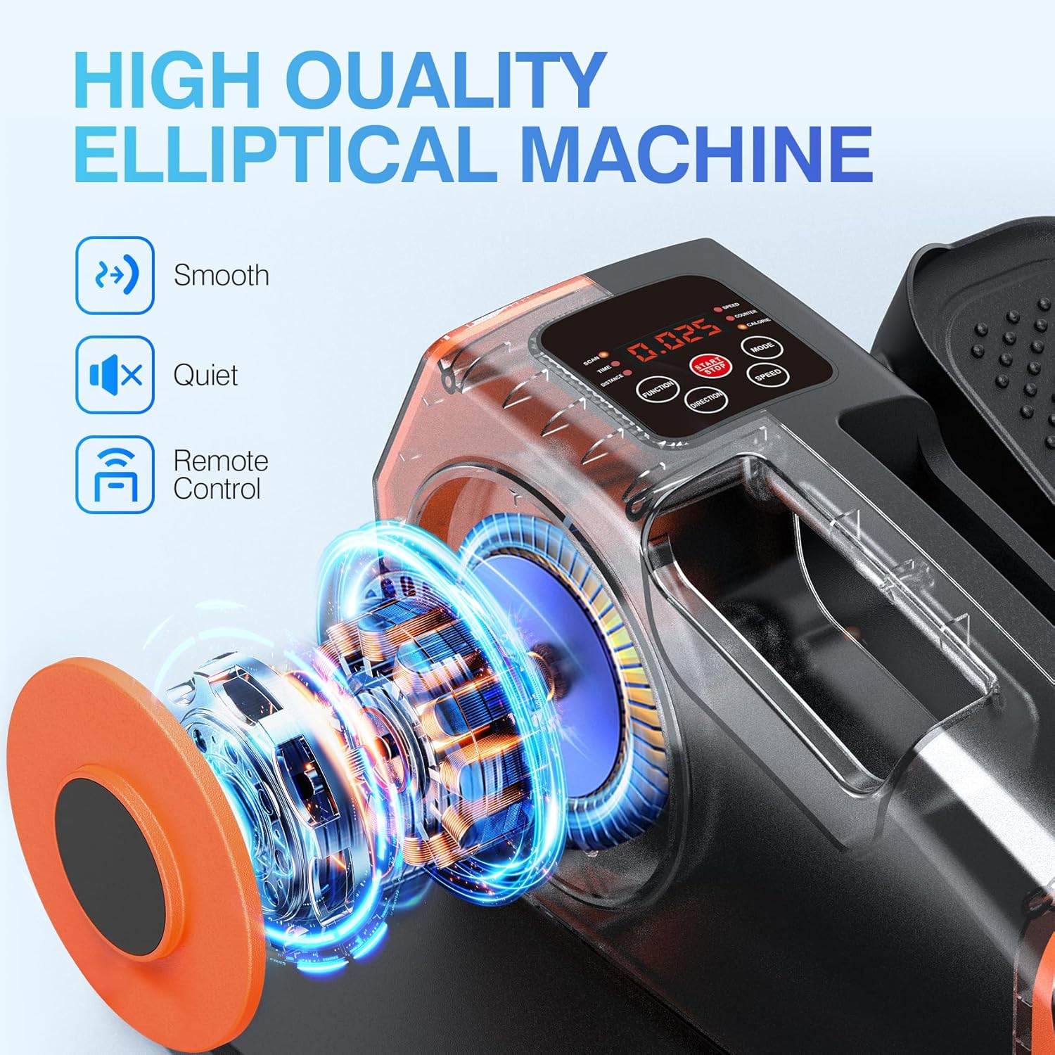 Under Desk Elliptical, Elliptical Leg Exerciser for Seniors, Home Portable Elliptical with Remote Control and 12 Adjustable Speeds, Electric Seated Pedal Exerciser - Image 2
