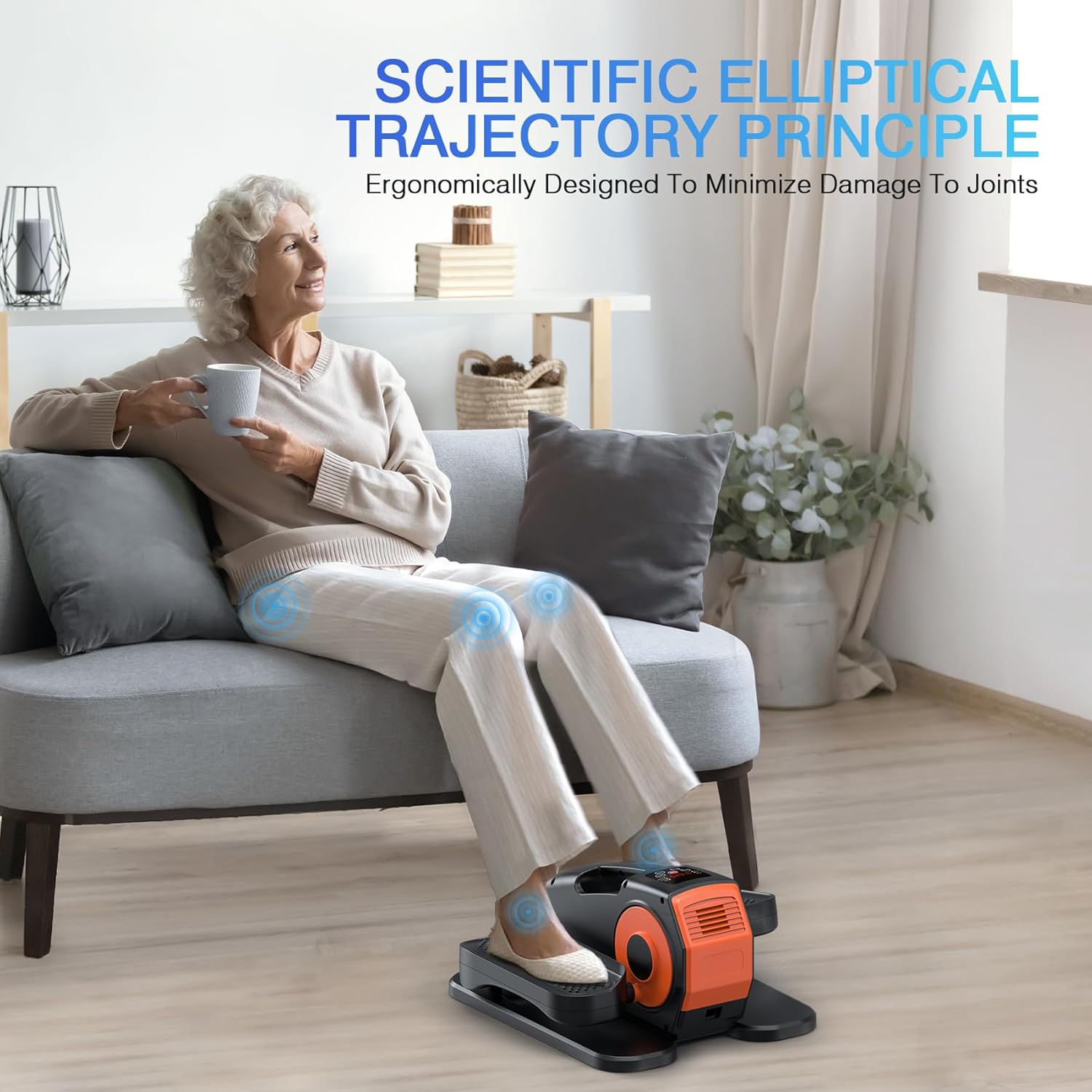 Under Desk Elliptical, Elliptical Leg Exerciser for Seniors, Home Portable Elliptical with Remote Control and 12 Adjustable Speeds, Electric Seated Pedal Exerciser - Image 5
