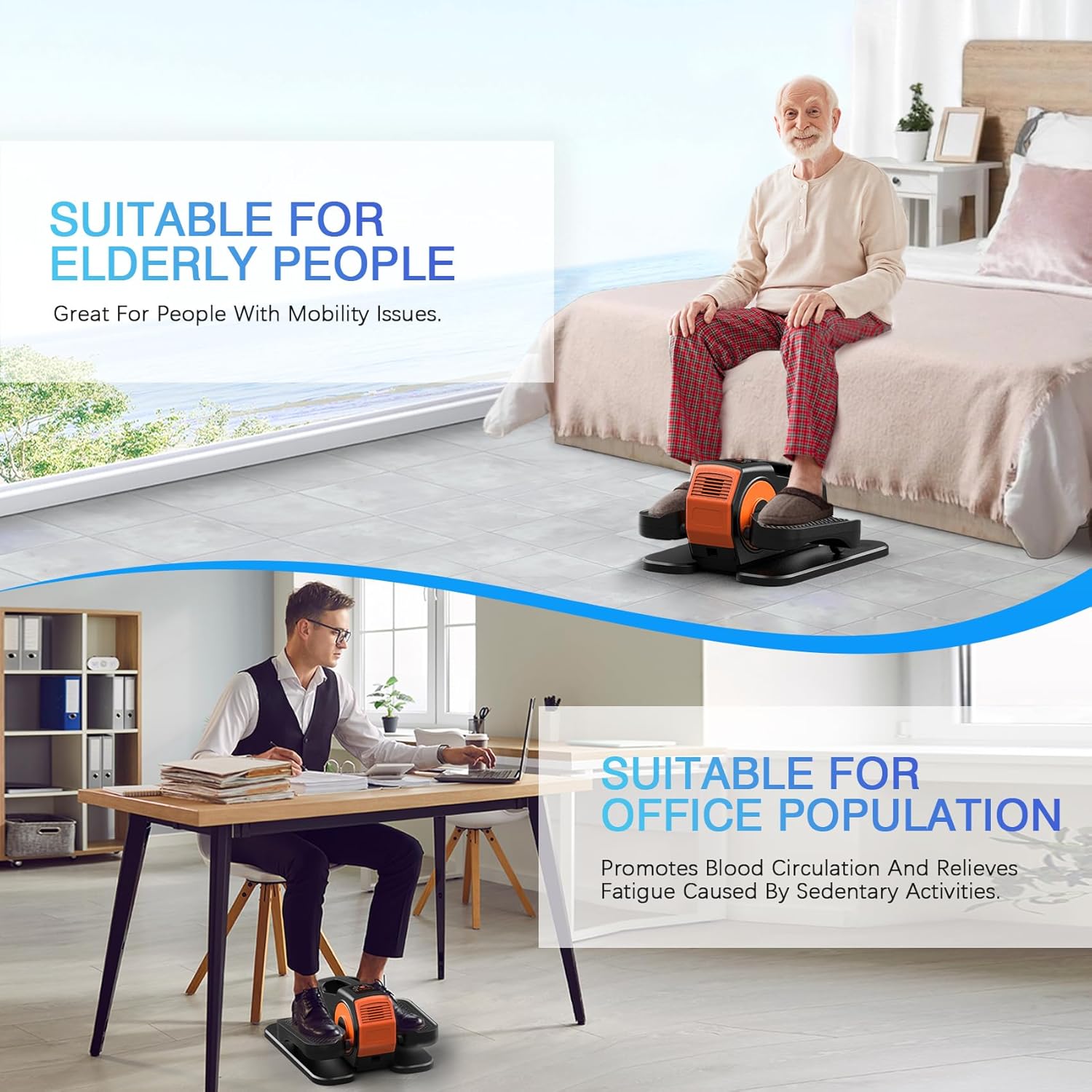 Under Desk Elliptical, Elliptical Leg Exerciser for Seniors, Home Portable Elliptical with Remote Control and 12 Adjustable Speeds, Electric Seated Pedal Exerciser - Image 6