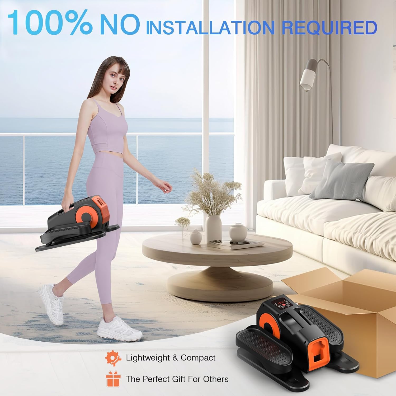 Under Desk Elliptical, Elliptical Leg Exerciser for Seniors, Home Portable Elliptical with Remote Control and 12 Adjustable Speeds, Electric Seated Pedal Exerciser - Image 7
