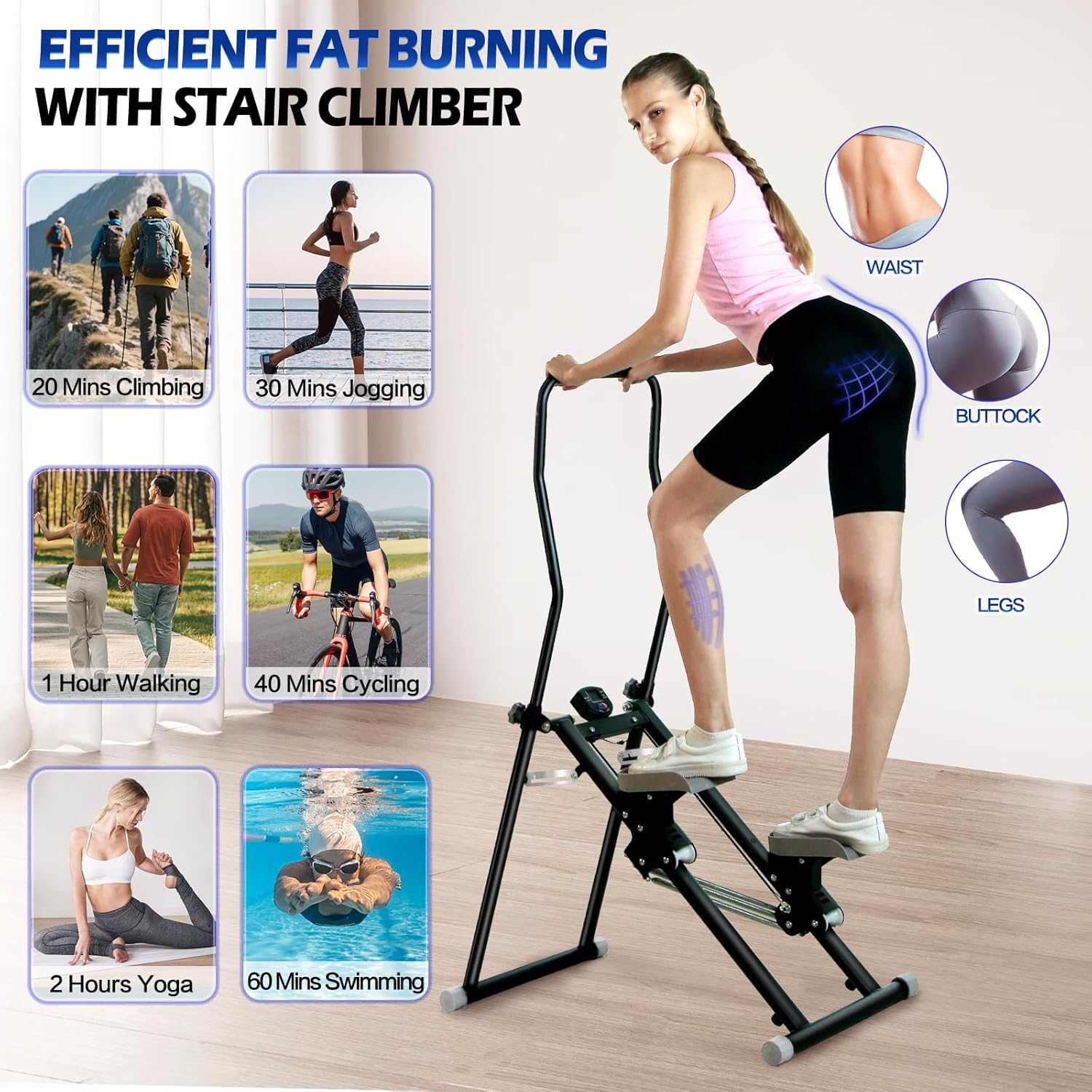Stair Stepper with Adjustable Resistance,Upgraded Vertical Climber Machine for Home Cardio Workout,Compact Folding Stair Climber with Adjustable Handlebar & Pedals for Full Body Fitness - Image 6