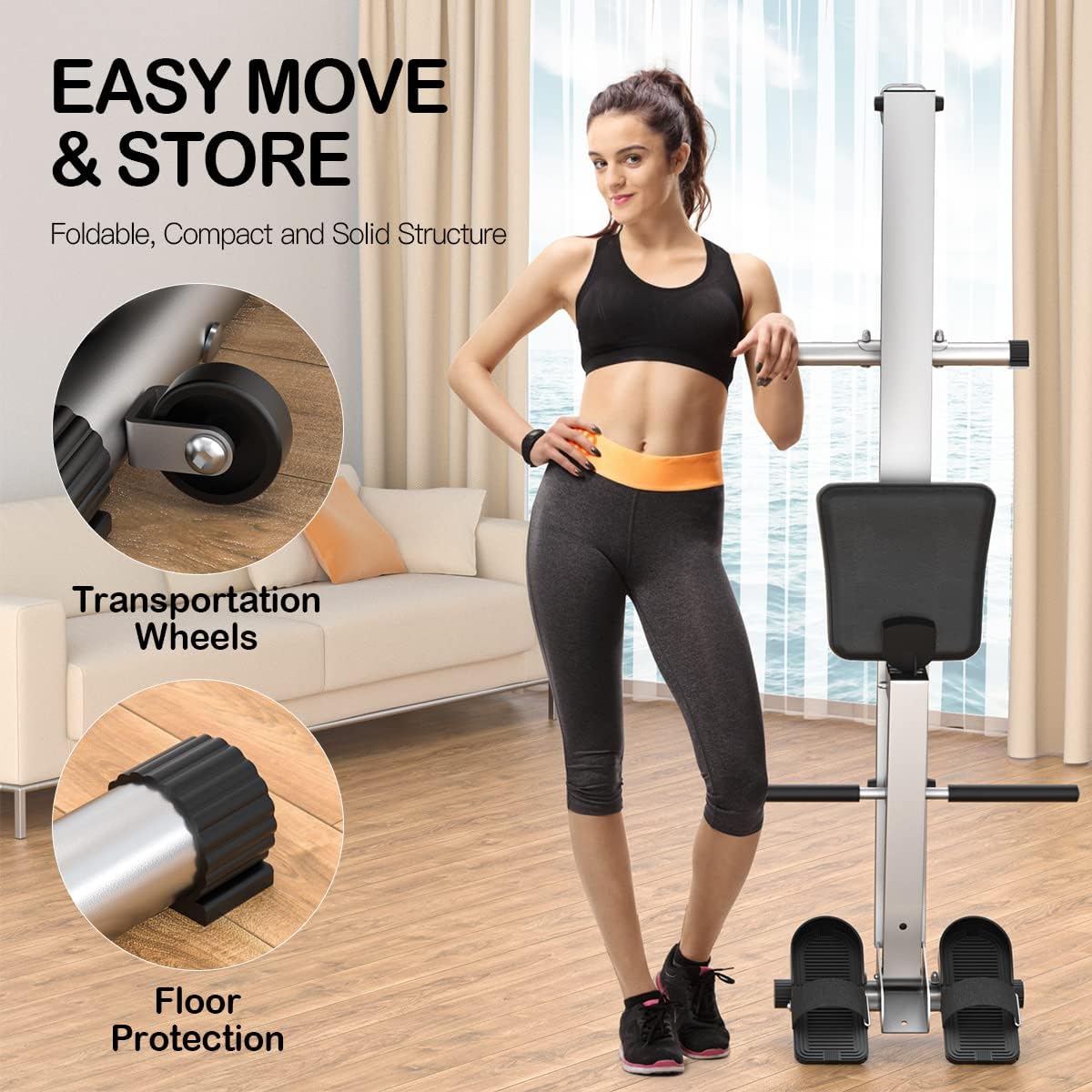 Upgraded Version Rowing Machine for Home Use, Rowing Machine Foldable Rower with Adjustable Resistance, Hyper-Quiet Rower Machine Supports 300LBS - Image 6