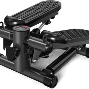Mini Stepper for Home Exercise with Resistance Bands & LCD Display – 300LB Capacity, Compact Stair Climber Machine for Cardio Fitness & Muscle Strengthening