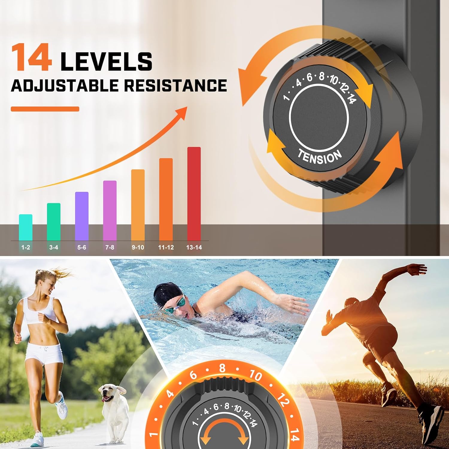 ANCHEER Elliptical Exercise Machine, Ultra-Silent Magnetic Elliptical Training Machines for Home Gym with Pulse Rate Grips, LCD Monitor, 14 Resistance Levels Max 400Lbs - Image 3