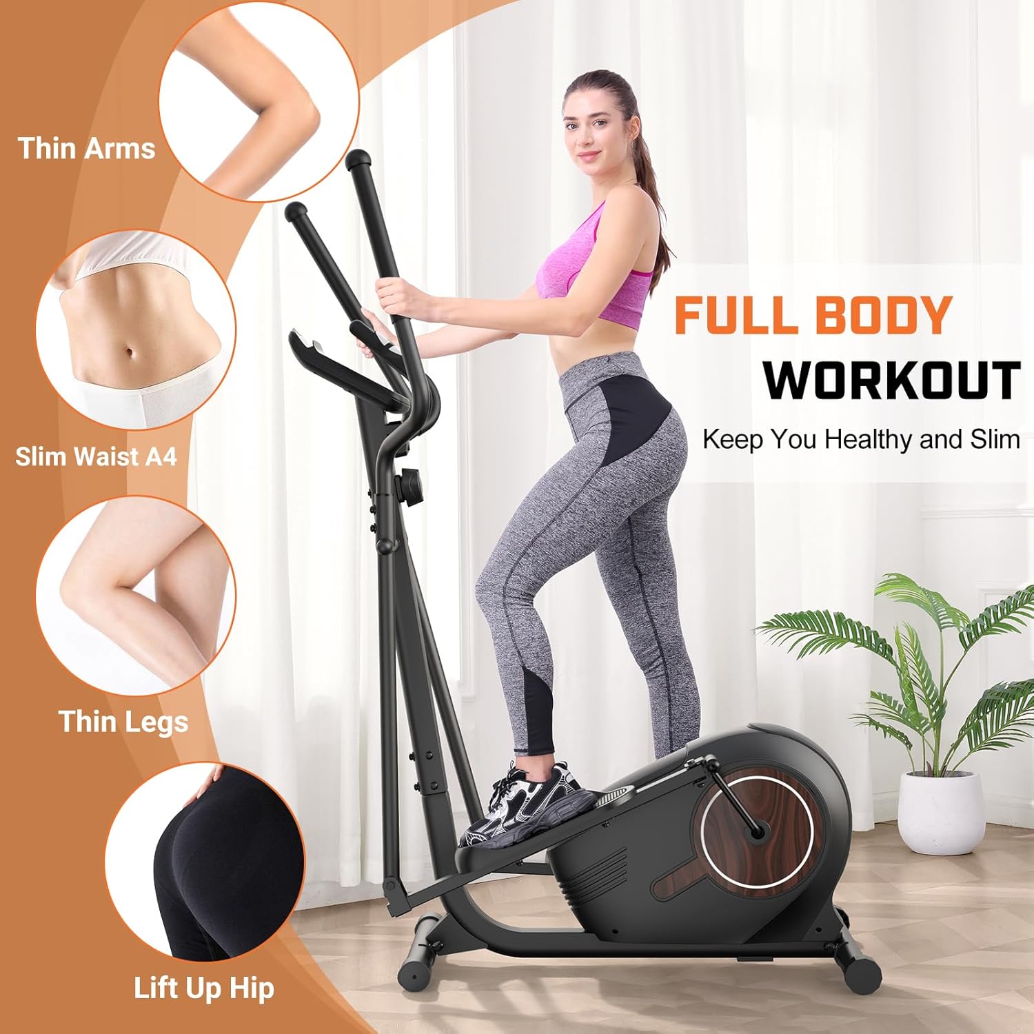ANCHEER Elliptical Exercise Machine, Ultra-Silent Magnetic Elliptical Training Machines for Home Gym with Pulse Rate Grips, LCD Monitor, 14 Resistance Levels Max 400Lbs - Image 7