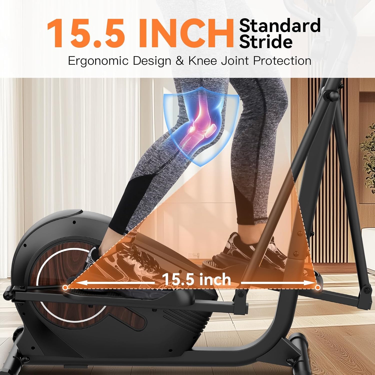 ANCHEER Elliptical Exercise Machine, Elliptical Trainer for Home with Quiet Magnetic Drive,14 Resistance Levels, Pulse Rate Monitor,LCD Monitor, Max 300LBS(Black) - Image 3