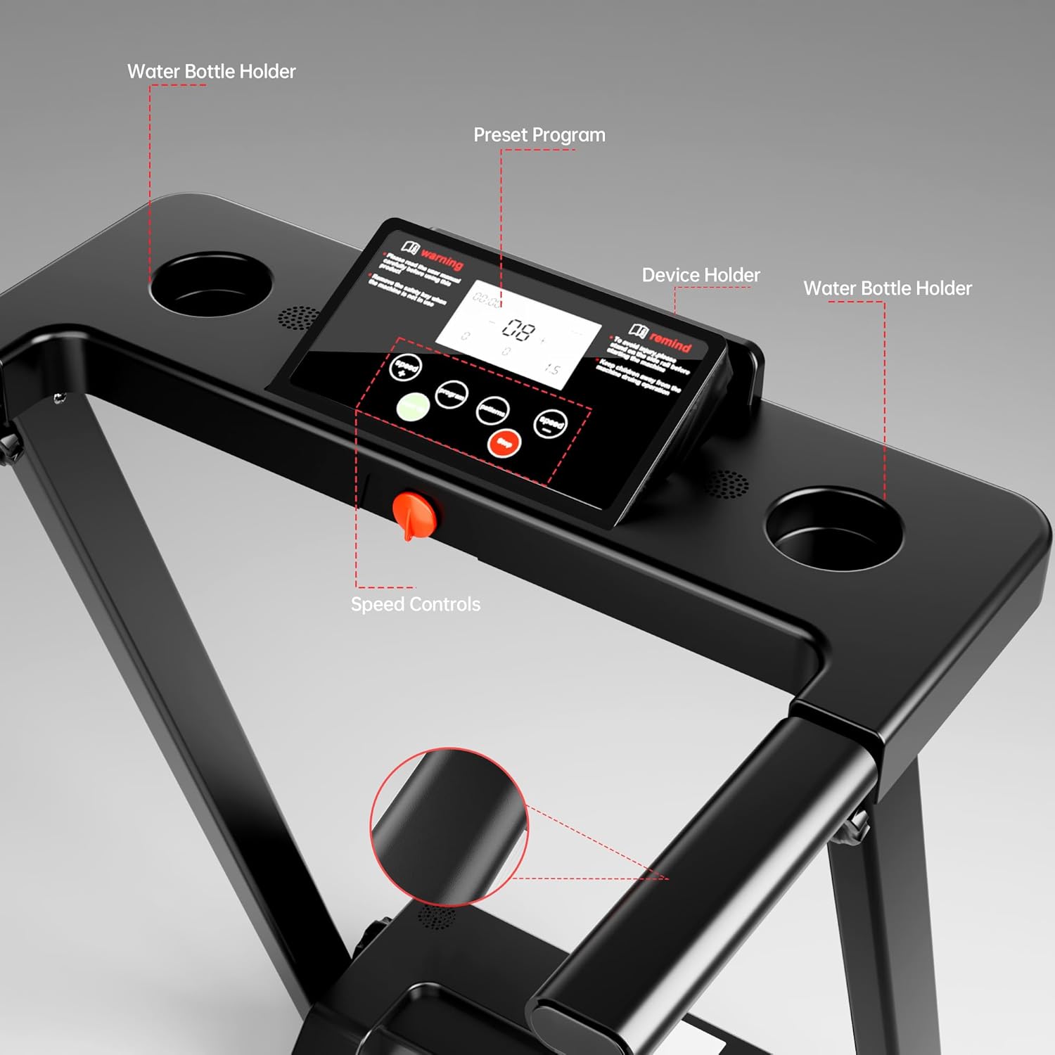 Treadmills for Home, KEY2FUN Portable Foldable Treadmill, Walking Pad with Handle Bar, Lightweight Folding Treadmill with 300 LBS Capacity, 3.0 HP Walking Pad with LED Display - Image 2