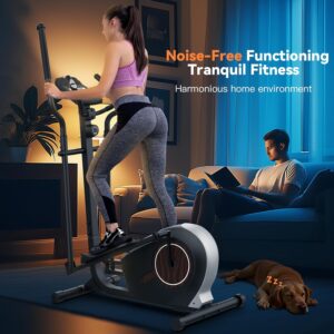 ANCHEER Elliptical Exercise Machine, Elliptical Trainer for Home with Quiet Magnetic Drive,14 Resistance Levels, Pulse Rate Monitor,LCD Monitor, Max 300LBS(Silver)