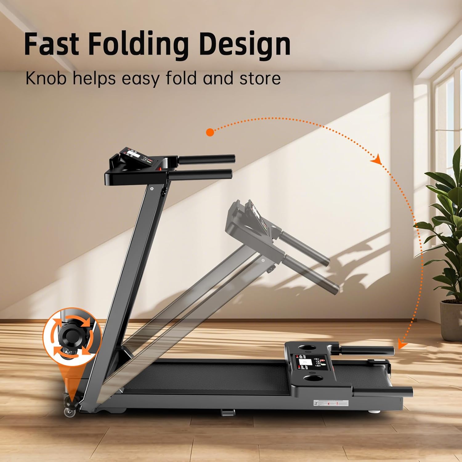 Portable Foldable Treadmills for Home, Walking Pad Treadmill, Lightweight Folding Treadmill with Handle, 3.0 HP Treadmills for Exercising, 300 LBS Capacity, with LED Display - Image 3