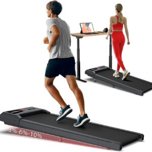 Walking Pad with Incline, Under Desk Treadmills for Home, 320lbs Weight Capacity, 29lbs Lightweight, Walking Jogging Running, Easy to Move, Upright/Under Bed Sofa Placed, Space Saver
