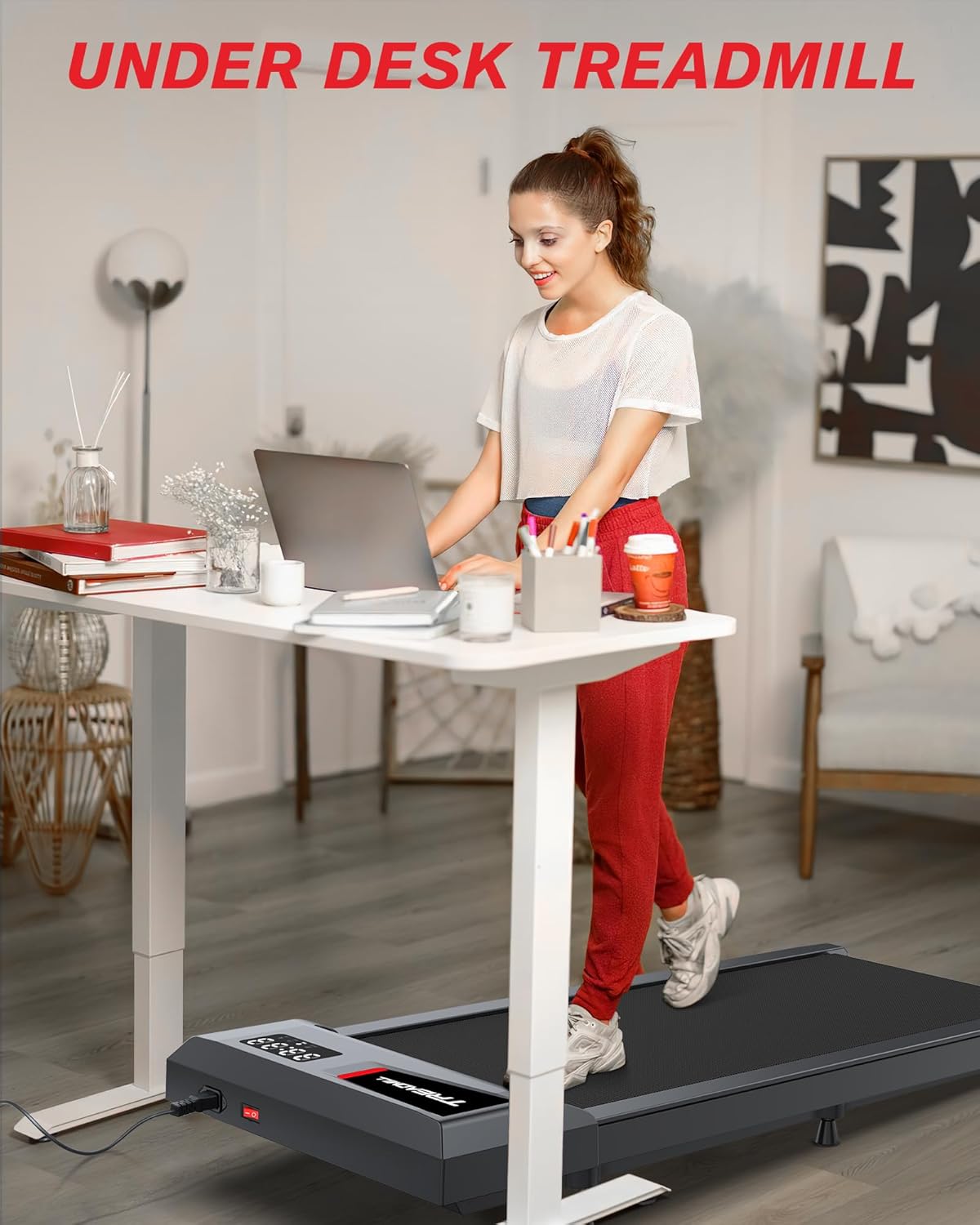 Walking Pad with Incline, Under Desk Treadmills for Home, 320lbs Weight Capacity, 29lbs Lightweight, Walking Jogging Running, Easy to Move, Upright/Under Bed Sofa Placed, Space Saver - Image 2