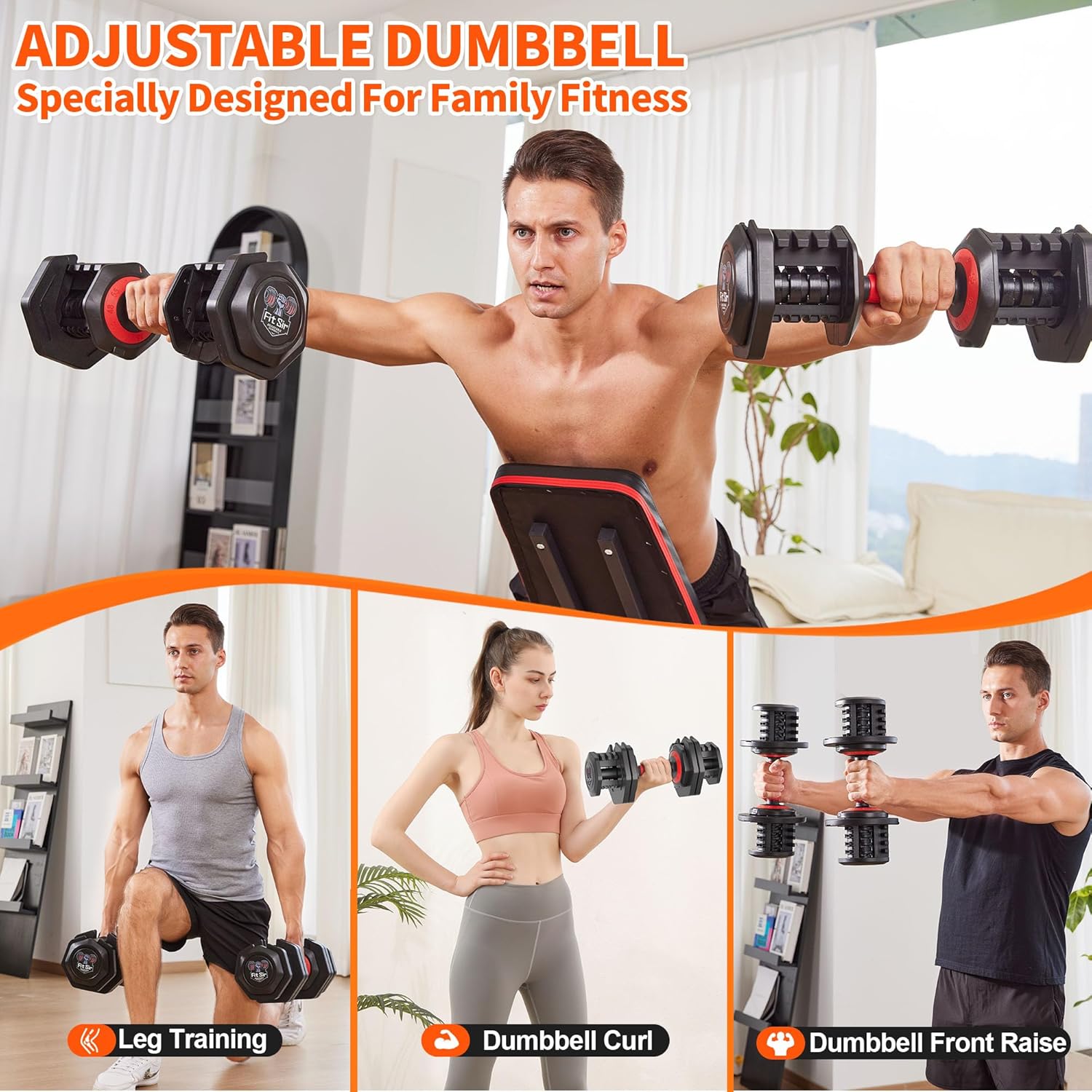 Adjustable Dumbbell Set 25/55/90LBS,10 in 1 Free Weights Dumbbell with Anti-Slip Texture Handle,1 Sec Speed Adjustment Men/Women Gym and Home Strength Training Equipment. - Image 4