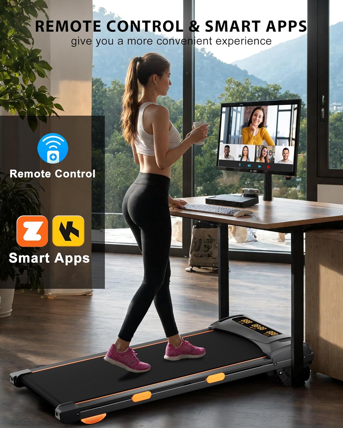 340lb Capacity Walking Pad Treadmill with 12% Incline, Big LED Display Under Desk Treadmill Support Full Manual/3-Preset Countdown/App Mode, Portable Treadmills for Small Spaces - Image 3