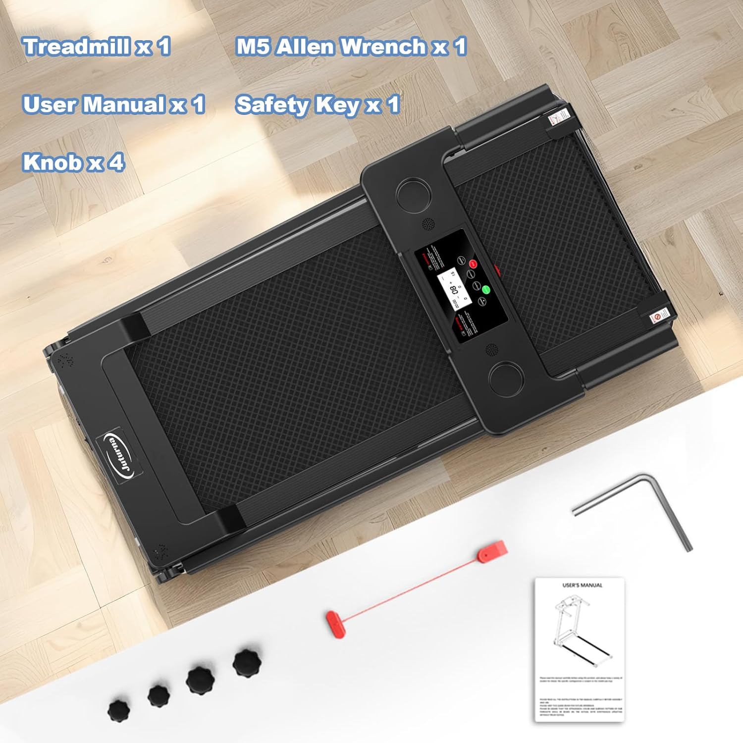 Juturna Treadmills for Home, Portable Foldable Treadmill, Walking Pad with Handle Bar, 3.0 HP Walking Pad with 300 LBS Capacity, Folding Treadmill with LED Display - Image 7