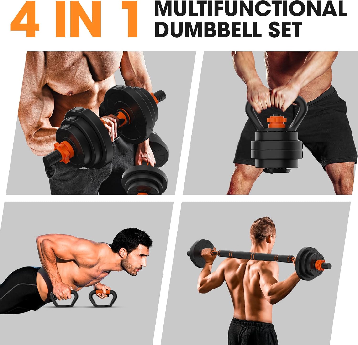 Adjustable Dumbbell Set 20LBS/50LBS/70LBS/90LBS Free Weights Dumbbells,4 in1 Weight Set,Dumbbell, Barbell, Kettlebell, Push-up, Home Gym Fitness Workout Equipment for Men Women - Image 3