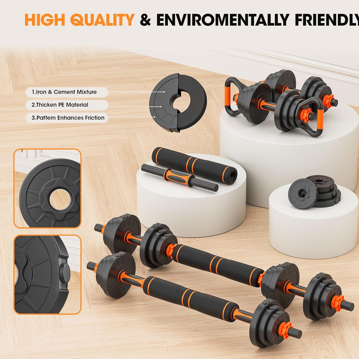 Adjustable Dumbbell Set 20LBS/50LBS/70LBS/90LBS Free Weights Dumbbells,4 in1 Weight Set,Dumbbell, Barbell, Kettlebell, Push-up, Home Gym Fitness Workout Equipment for Men Women - Image 4