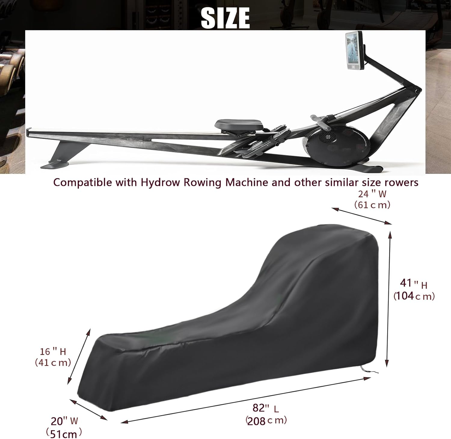 Rowing Machine Cover, Rower Outdoor Cover for Concept 2 Rowing Machine Waterproof Row Machine Cover for Hydrow Rowing Machine, Dustproof Fitness Equipment Protective Cover - Image 4