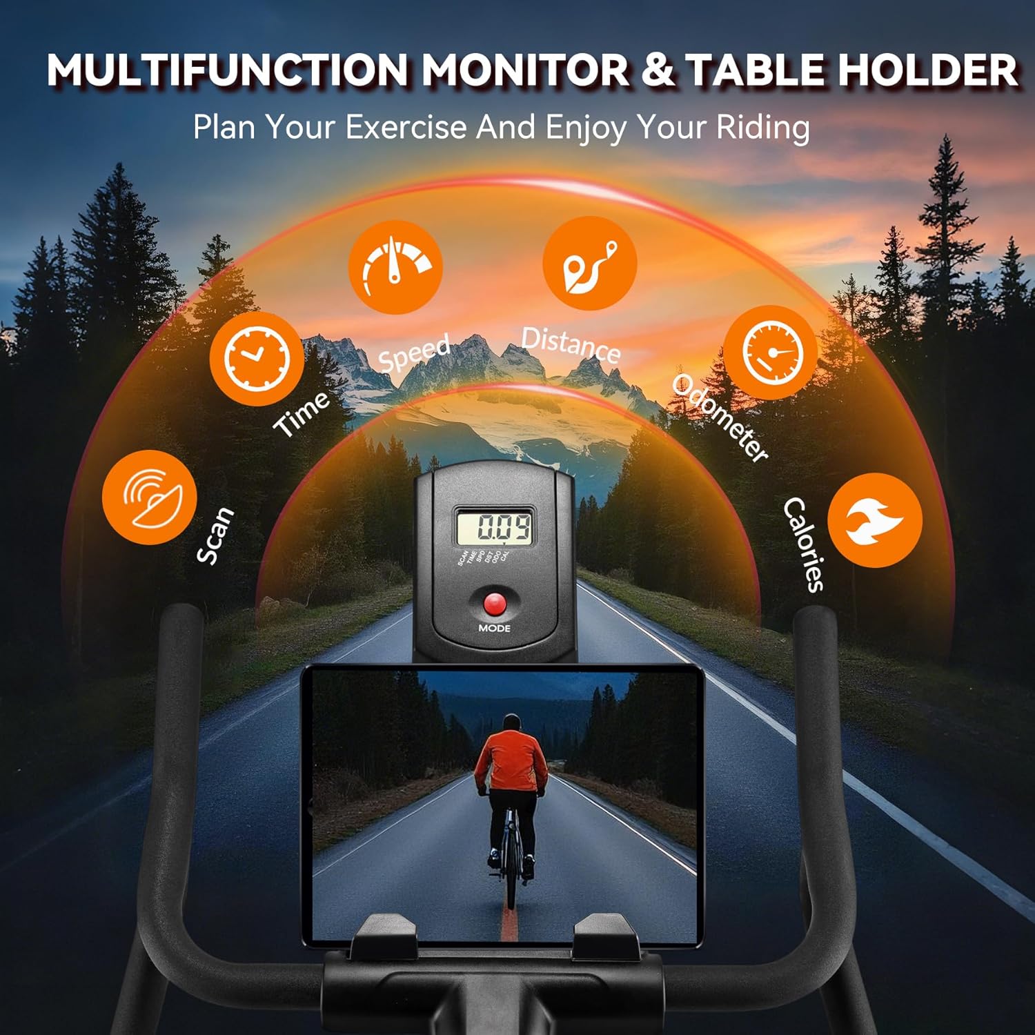 Exercise Bike, Wenoker Stationary Bike for Home, App Supported Indoor Bike with Silent Belt Drive, Heavy Flywheel, Multi-grips Handlebar and Upgraded Digital Display - Image 7
