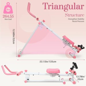 4-in-1 Foldable Rowing Machine, Leg Press Machine, Ab Glider Machines, Roman Chair, Ab Machines for Stomach Workout, Ab Workout Equipment for Home Gym, Full Body Fitness