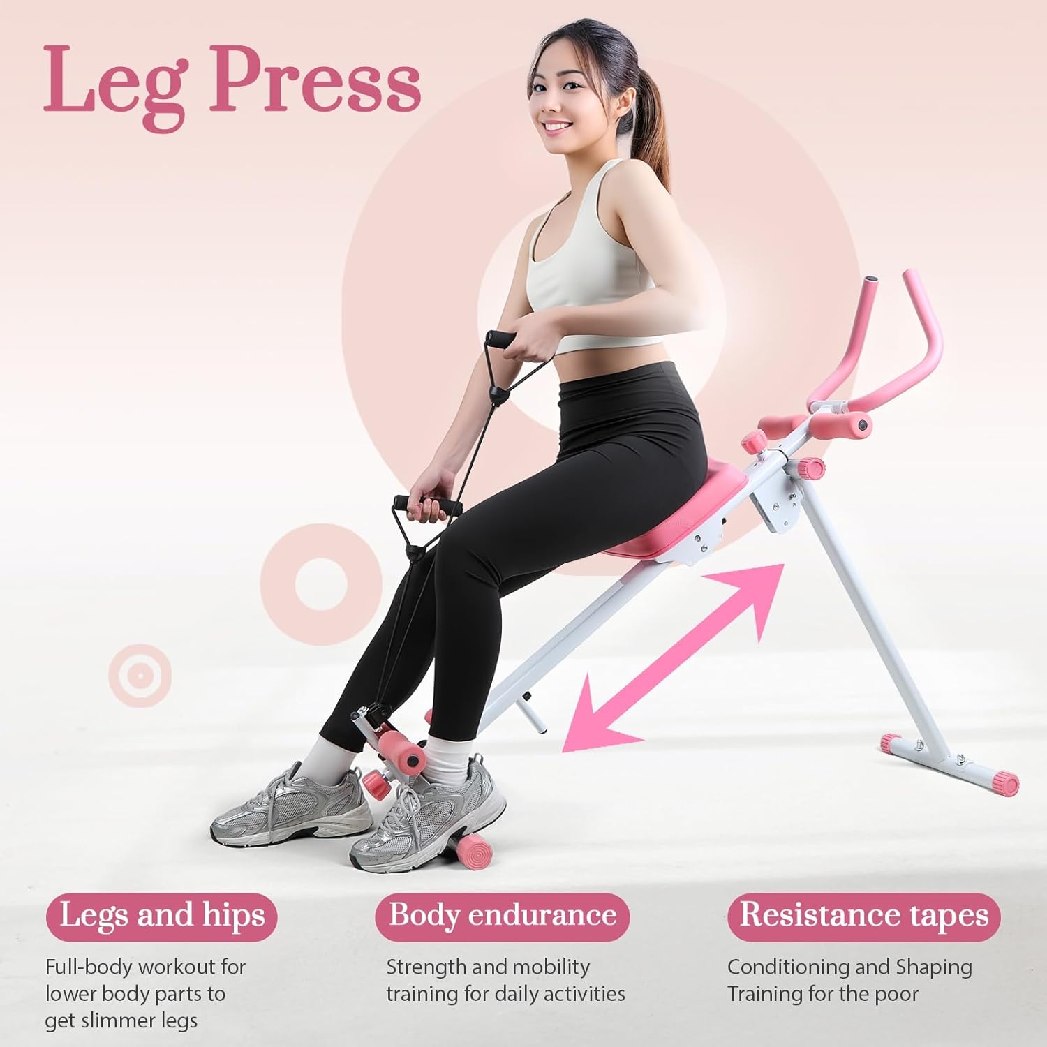 4-in-1 Foldable Rowing Machine, Leg Press Machine, Ab Glider Machines, Roman Chair, Ab Machines for Stomach Workout, Ab Workout Equipment for Home Gym, Full Body Fitness - Image 7