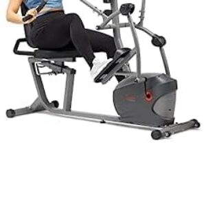 Sunny Health & Fitness Performance Recumbent Cross Trainer & Elliptical Bike with Dual Motion Arm Exercisers, Easy Access Seat SF-RBE420035 + Home Gym Foam Floor Protector Mat
