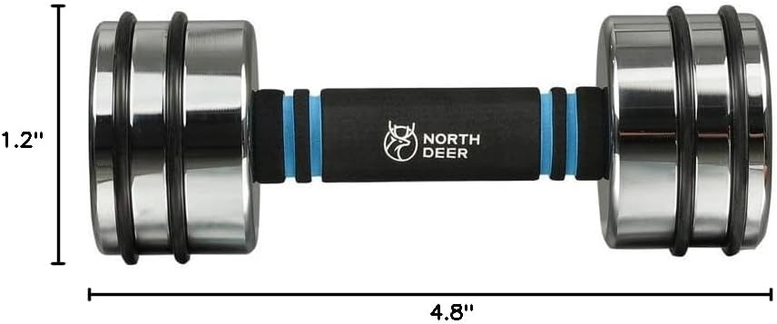 Northdeer Steel Dumbbells Ultracompact & Adjustable Chrome Dumbbell with Foam Handles 5lb 10lb 15lb 20lb 30lb 50lb Home Gym Workout (Choice of Size) - Image 7