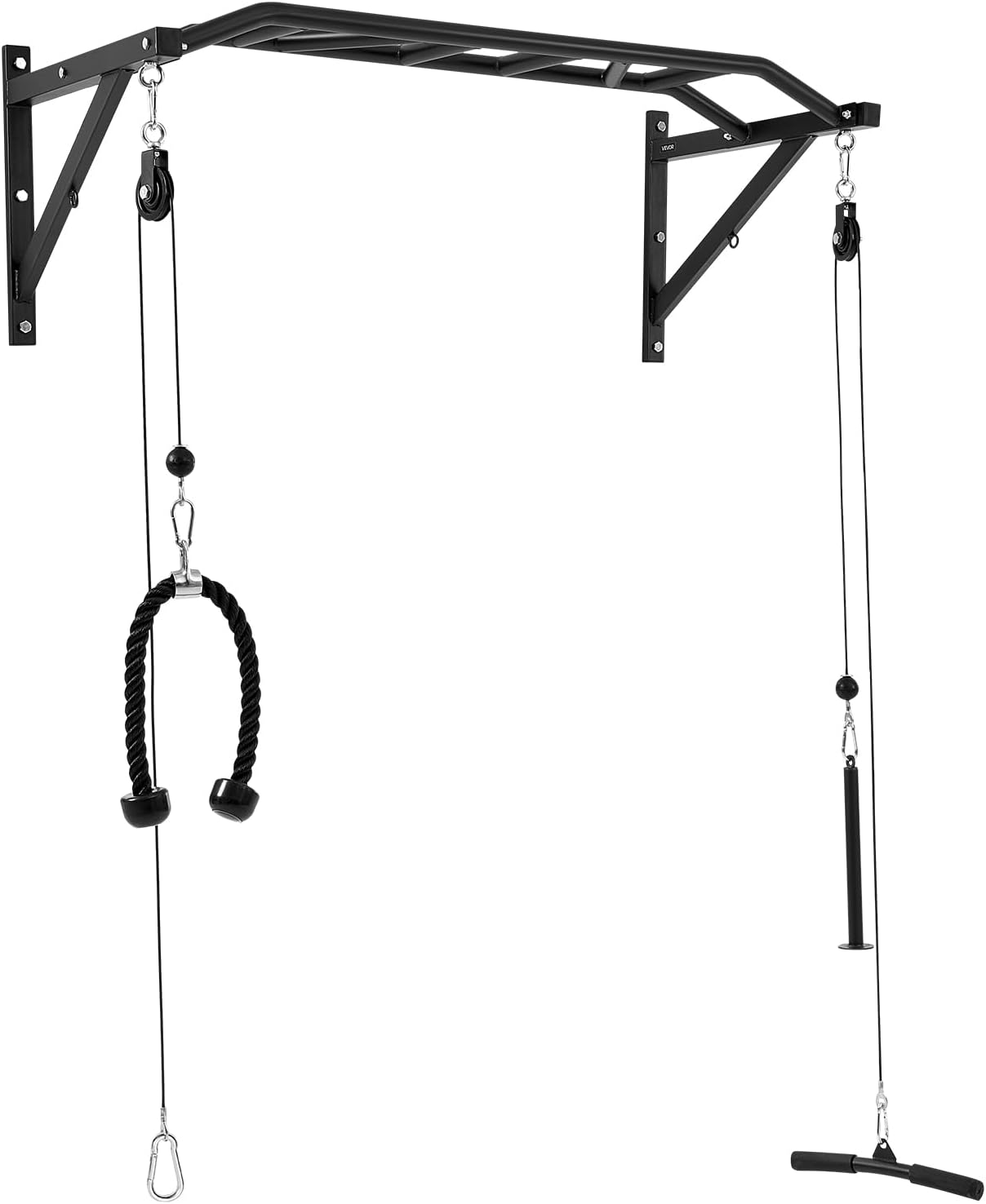 VEVOR Pull Up Bar, Multi-Grip Wall Mounted Pull Ups, 50 in Width Multifunctional Chin Up Training Station, Heavy Duty Steel Upper Body Workout Bars with LAT Pulldown Attachments, 440 lbs, for Home Gym - Image 9