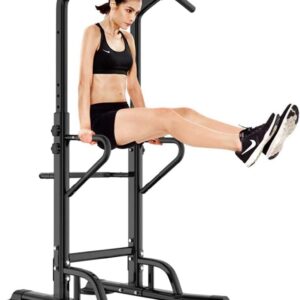 soges Power Tower Adjustable Height Pull Up & Dip Station Multi-Function Home Strength Training Fitness Workout Station