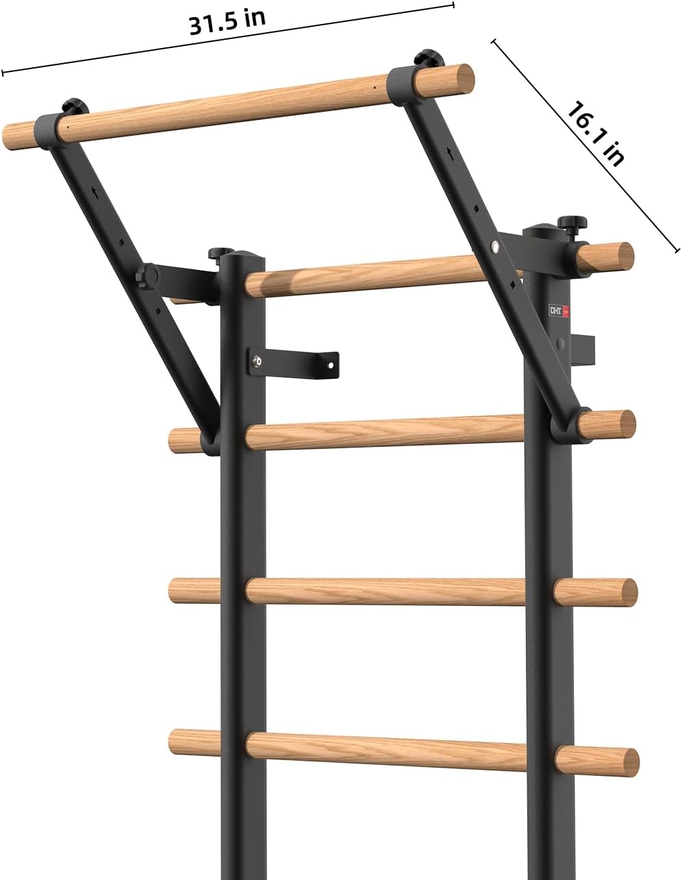 DHT Wood Stall Bar, Swedish Ladder Suspension Trainer with 9 Strategic Rods, for Home, Gym, School and Clinics, Black - Image 5