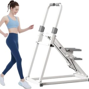 Foldable Stair Stepper Machine with Handles – Adjustable Stepper for Home Cardio, Low Impact Workout Equipment for Legs, Glutes & Weight Loss – Compact Stepping Machine, Easy Assembly White