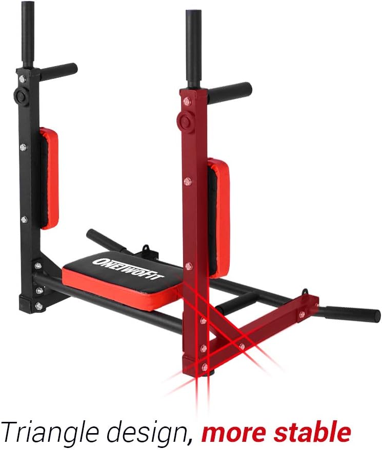 OneTwoFit Multifunctional Wall Mounted Pull Up Bar Chin Up bar Dip Station for Indoor Home Gym Workout, Power Tower Set Training Equipment Fitness Dip Stand Supports to 440 Lbs OT126 - Image 6