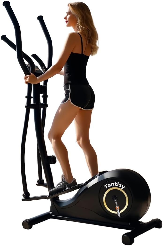 Elliptical Machine,Exercise for Home with 8-Level Resistance&Hyper-Quiet Magnetic Driving System & Pulse Rate Grips & APP Link,Easy and Movement &15.5IN Stride,400LBS Weight Capacity