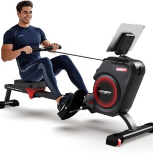 HARISON Rowing Machines for Home, Magnetic Rower Machine with US Mute System, Bluetooth, App Supported, Smooth & Quiet Slide Rail,350 LB Weight Capacity and Free Courses