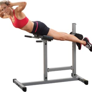 Body-Solid Back Hyperextension Machine for Lower Back Extension, Ab Crunch, Glutes and Hamstrings Exercise, Roman Chair for Abdominal and Core Training, Home Gym Equipment, Silver/Black