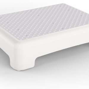 HBTower Step Stool, Mobility Step Stool for Adults & Seniors, Non-Slip Step Platform Indoor and Outdoor, Portable Step Riser, Safety Step for Car, Bedside, Office, Shower, Stairs, White