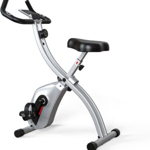 CRYSTAL FIT Indoor Folding Exercise Bike, Foldable Stationary Bikes For Home Workout Upright Indoor Cycling Bike, Magnetic X-Bike with 8-Level Adjustable Resistance, Phone Holder & Comfortable Seat Cushion