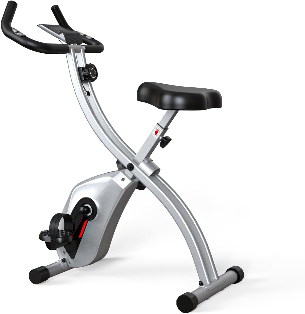 CRYSTAL FIT Indoor Folding Exercise Bike, Foldable Stationary Bikes For Home Workout Upright Indoor Cycling Bike, Magnetic X-Bike with 8-Level Adjustable Resistance, Phone Holder & Comfortable Seat Cushion