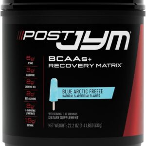 JYM Supplement Science Post JYM Active Matrix Blue Artic Freeze Amino Recovery Powder Pure Creatine HCL, BCAA’s, Glutamine, Carnitine, Betaine, Taurine for Strength, Repair, Performance 30 Servings