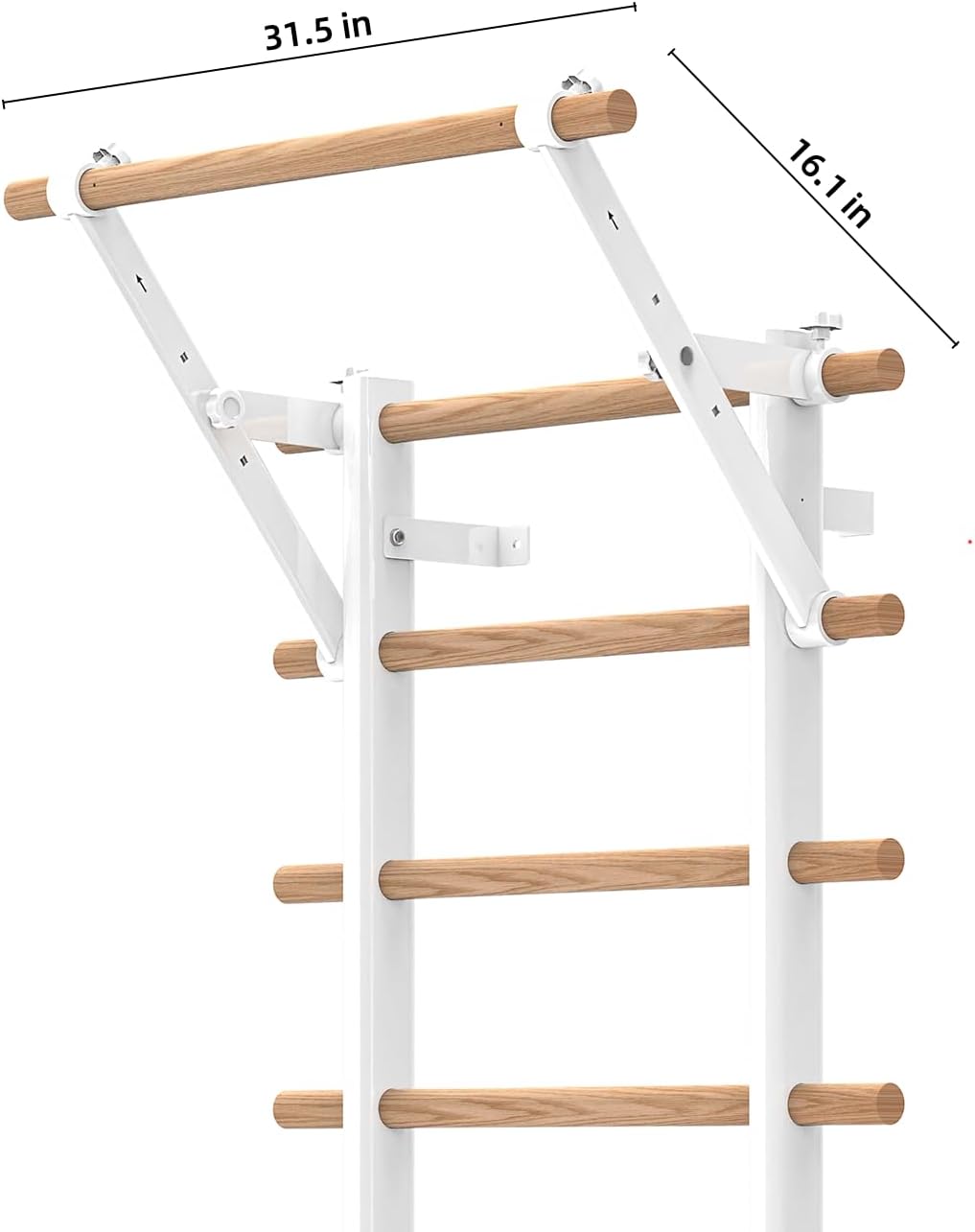 DHT Wood Stall Bar, Swedish Ladder Suspension Trainer with 9 Strategic Rods, for Home, Gym, School and Clinics, White - Image 3