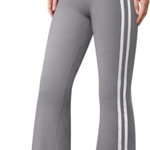 OQQ Yoga Pants Women High Waist Stripes Soft Casual Stretch Flared Bottoms Trousers