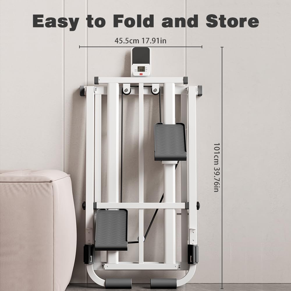 Foldable Stair Stepper Machine with Handles - Adjustable Stepper for Home Cardio, Low Impact Workout Equipment for Legs, Glutes & Weight Loss - Compact Stepping Machine, Easy Assembly White - Image 5