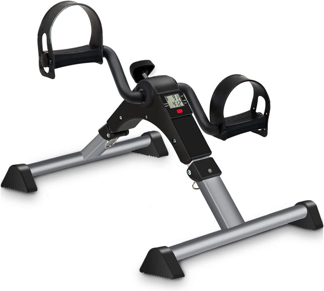 Under Desk Bike Pedal Exerciser, Upper & Lower Peddler Exerciser for Seniors with LCD Display, Fitness Folding Arm Leg Workout