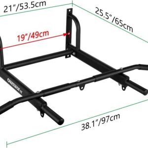 OneTwoFit Wall Mounted Pull Up Bar with More Stable 6-hole design for Indoor and Outdoor Use, Maximum weight 440 Lbs OT103